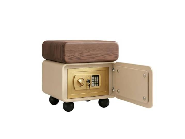 sunbiaouk Kleiner Nachttisch mit Zahlenschloss, abschließbarer Nachttisch Freistehender Nachttisch mit verstecktem Safe für Schlafzimmer, Wohnzimmer und Büro(Beige,40*40*50cm)