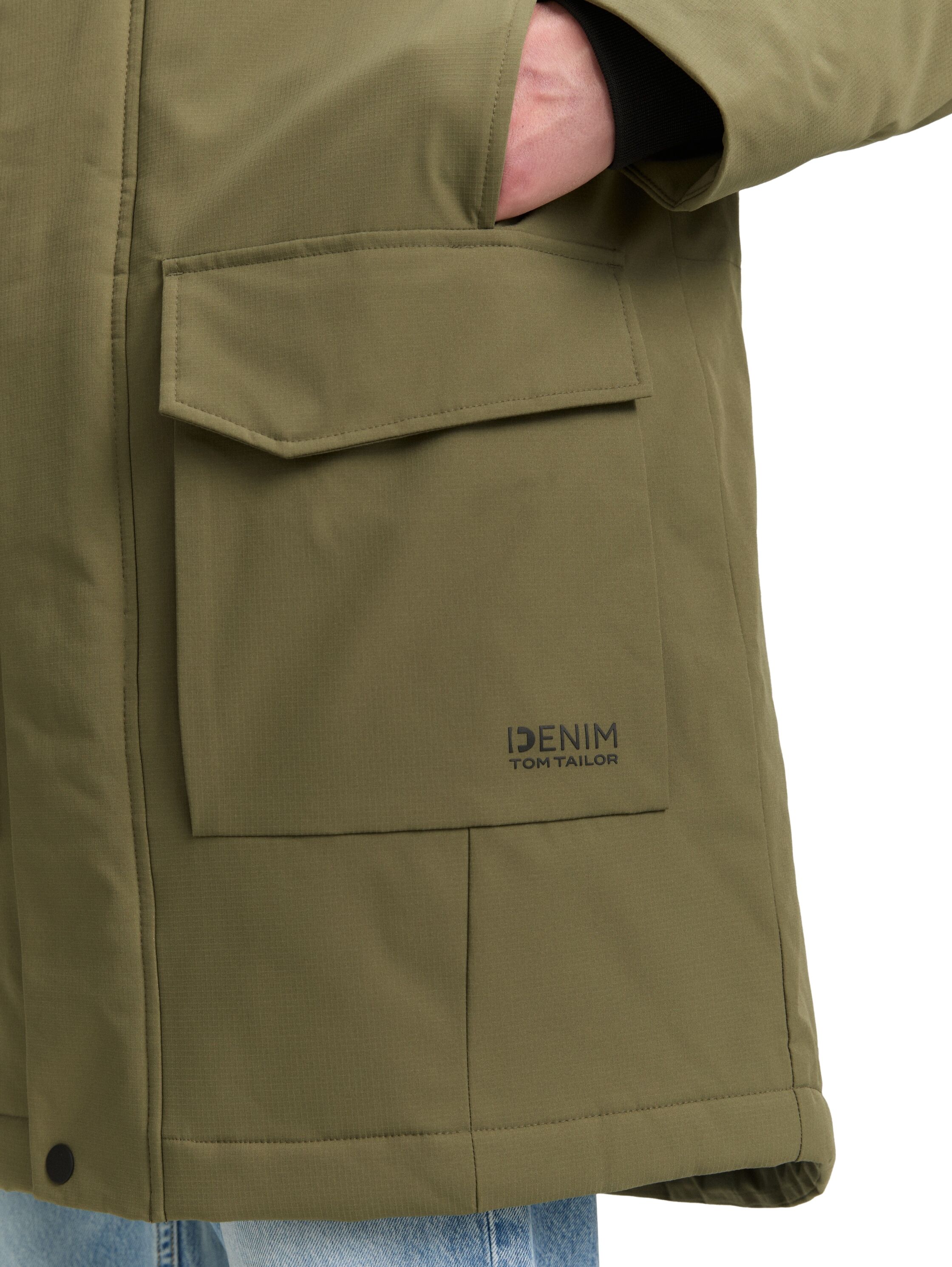 Parka TOM TAILOR DENIM, Herren, Gr. XL, grün (jungle soil grün), Web, Obermaterial: 100% Polyester. Futter: 100% Polyester, unifarben, regular fit taillenbedeckt, ohne Ausschnitt, elastischer Bund, Jacken Parka, mit wasserabweisender Funktion jungle soil 
