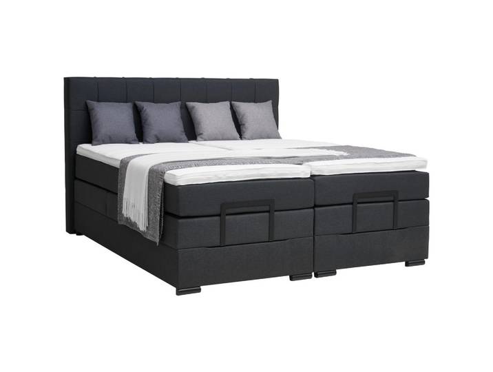 Moderano Boxspringbett, Anthrazit, Kunststoff, H3, 5-Zonen, 160x200 cm, Bettkasten, gepolstertes Kopfteil, Stoffauswahl, Topper geteilt, In verschiedenen Grössen erhältlich, Matratze geteilt, Schlafzimmer, Bett, Doppelbetten