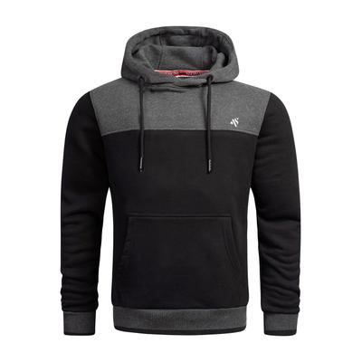 Kapuzenpullover ALESSANDRO SALVARINI "ASLerio", Herren, Gr. L, grau (dunkelgrau, schwarz), Obermaterial: 65% Baumwolle, 35% Polyester, Pullover Kapuzenpullover, mit großer Kapuze, mit Kapuze