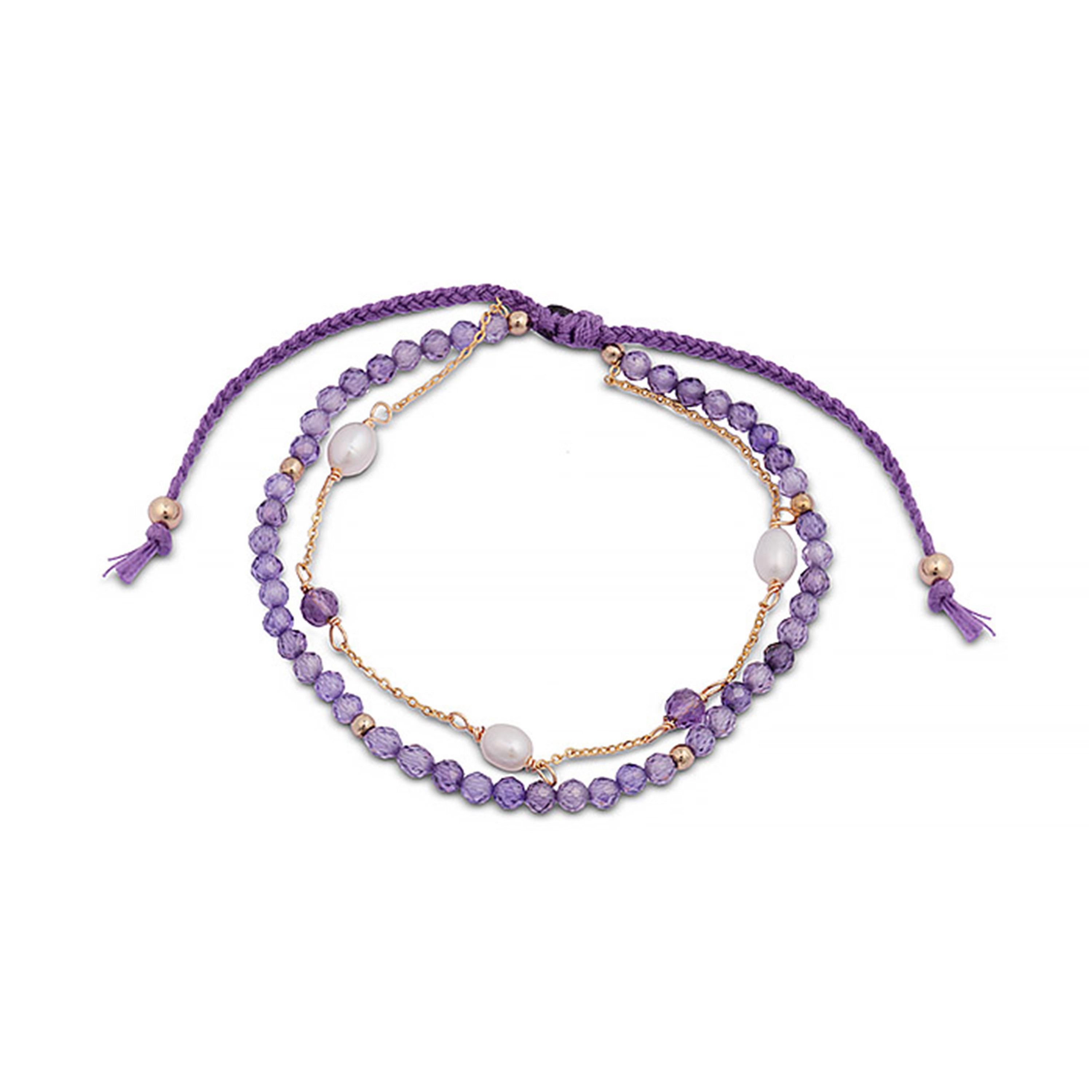 Luxenter Armreif, aus Metalllegierung und Amethystzirkonia 18K vergoldet