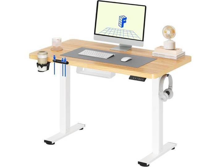 FlexiSpot Bureau Assis Debout Plateau de Une Pièce 120*60cm Bureau Réglable en Hauteur Électrique Fonctions Mémoires Maple