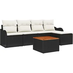 vidaXL Garten-Sofa-Set 6 pcs Schwarz, weiß