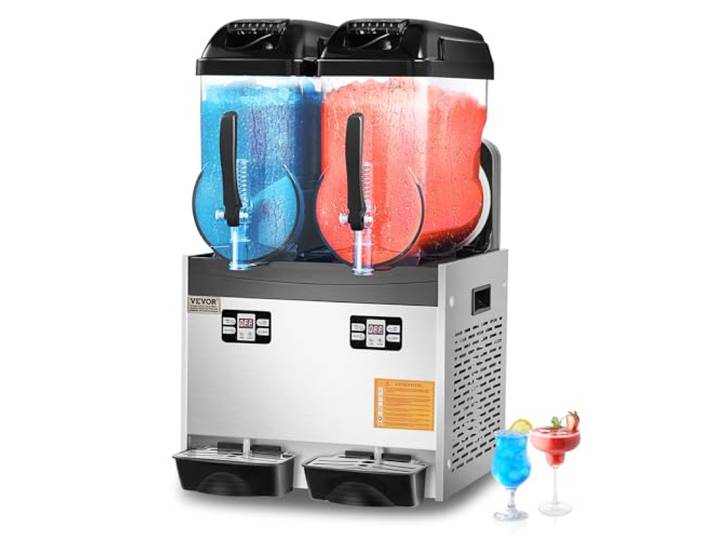 VEVOR kommerzielle Slush-Maschine 12 L x 2 Doppeltank Slush-Eismaschine Slushy Machine für gefrorene Getränke, 96 Tassen Margarita-Smoothie-Maschine für Partys zu Hause Restaurants Cafés Bars