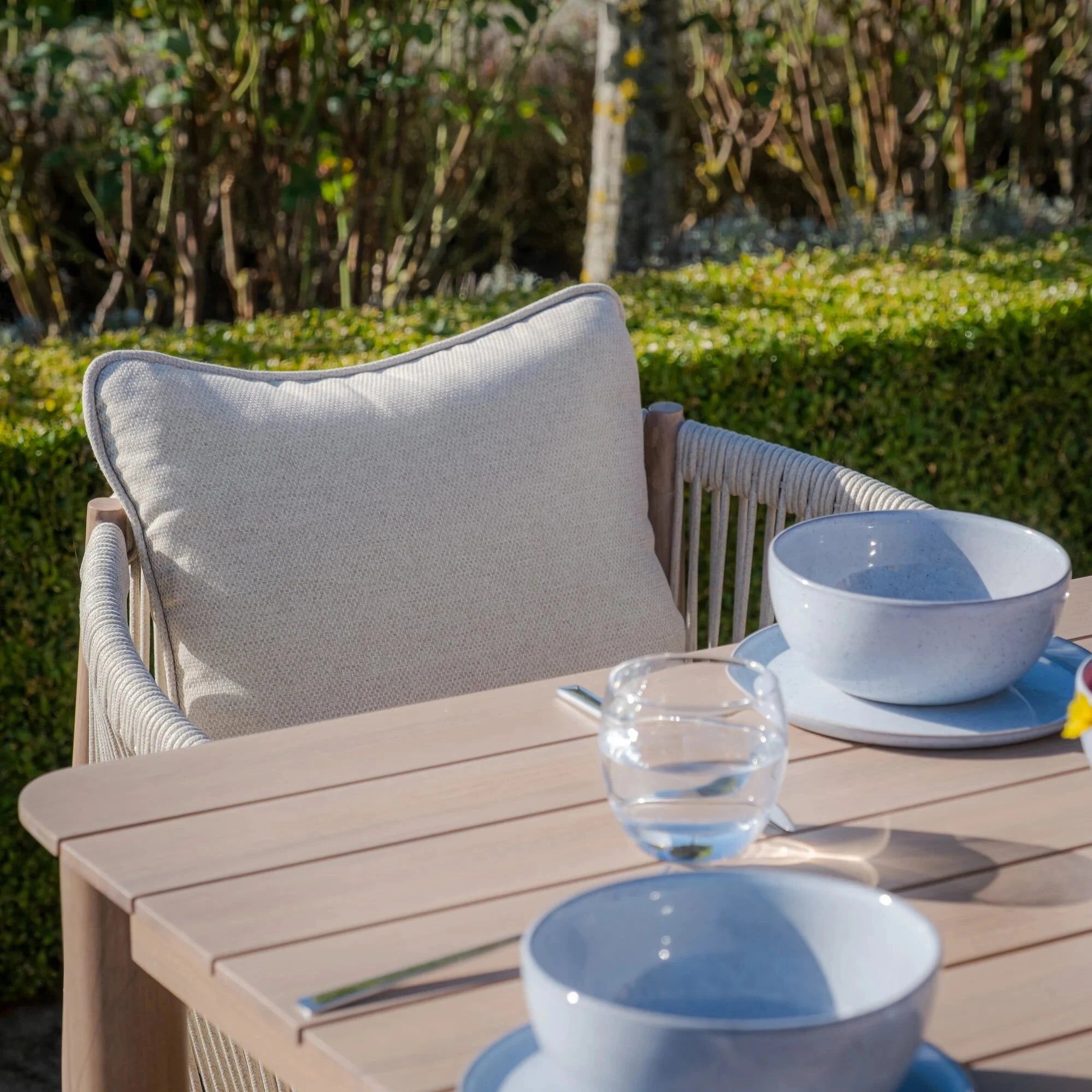Santorini Outdoor Cream & Taupe Rope Weave 4 Seater Dining Set