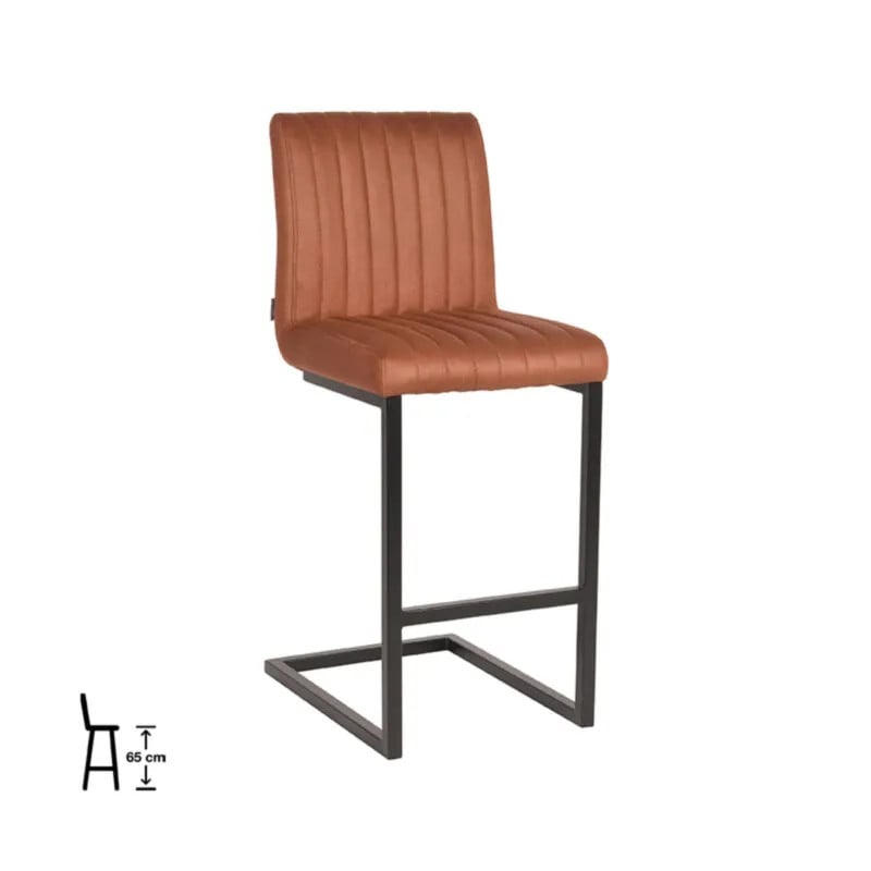 LABEL51 Barkruk Milo Cognac Microfiber met Zithoogte 66 cm
