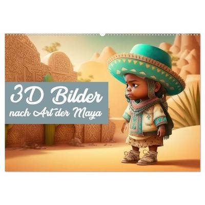 3D Bilder nach Art der Maya (Wandkalender 2027 DIN A2 quer), CALVENDO Monatskalender