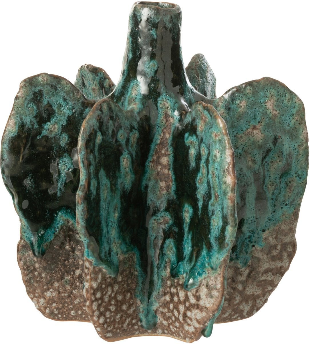 J-Line vaas Naga keramiek azuur/bruin medium Ø 18 cm
