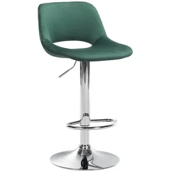 CLP Barhocker Camden Samt chrom - Farbe: grün, Gestellmaterial: Metall in Chromoptik