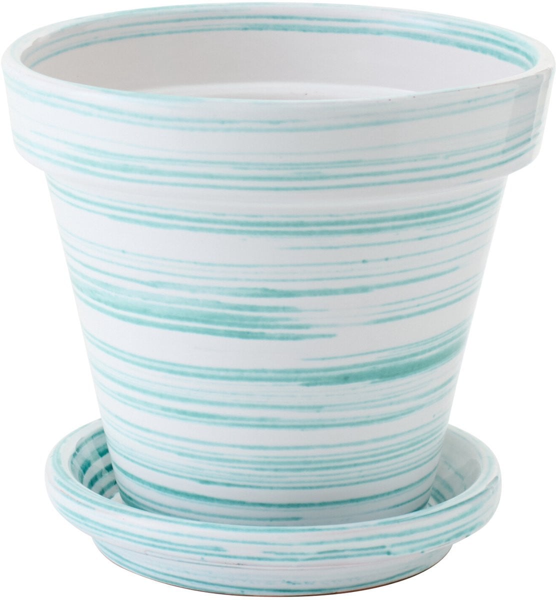 J-Line bloempot keramiek muntgroen/wit medium tabletop