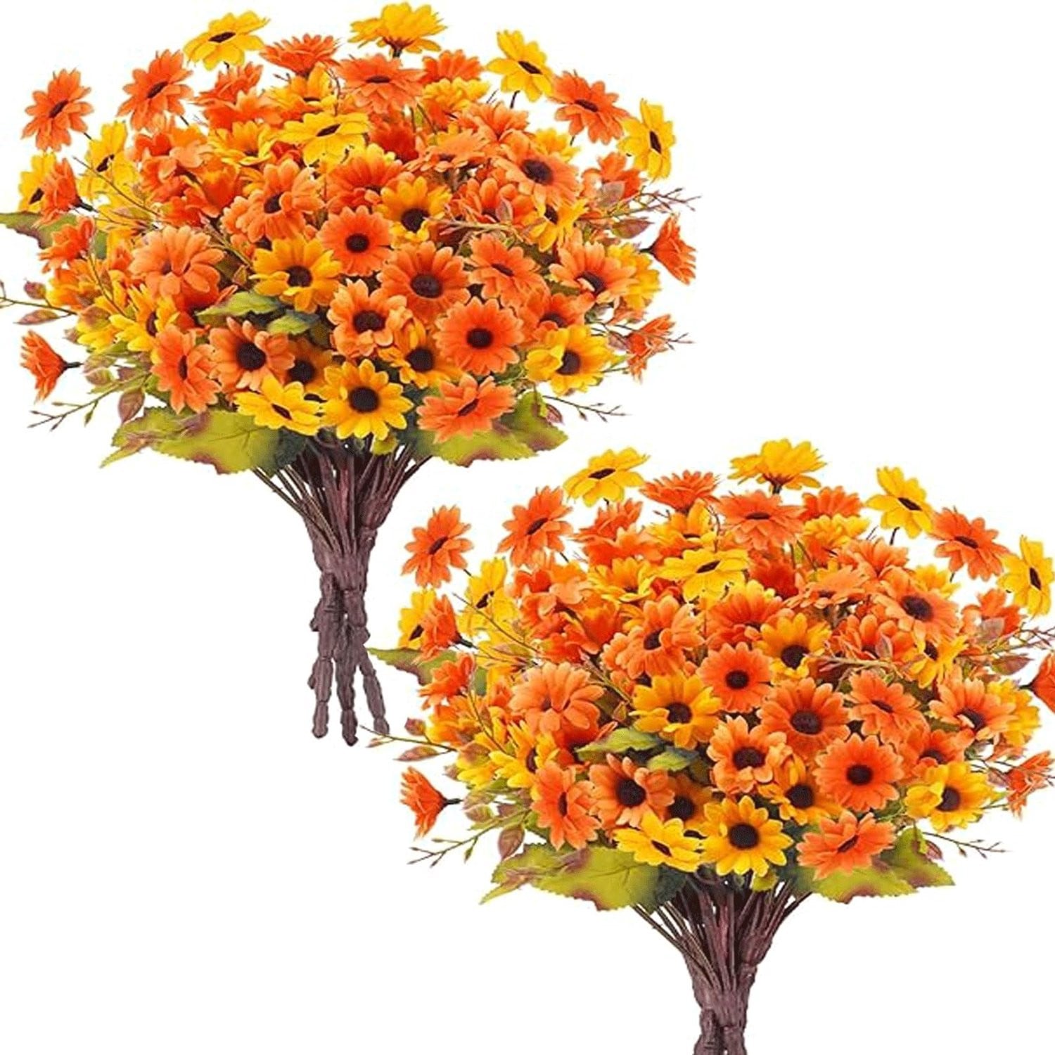 12 Stuks Kunstbloemen Daisies, Oranje
