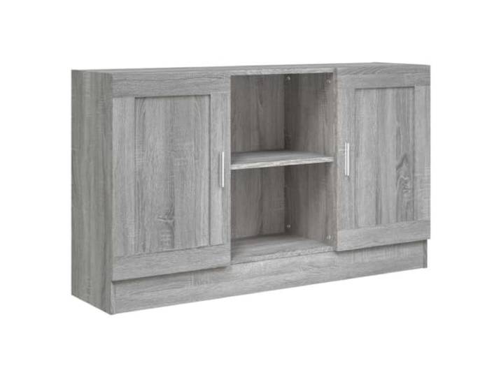 GHVBNMF Sideboard Grau Sonoma 120x30,5x70 cm Holzwerkstoff Kompakter Beistellschrank für Wohnzimmer und Flur mit viel Stauraum, robuster MDF-Platte und flexibler Ablagefläche.