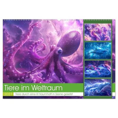 Tiere im Weltraum (Wandkalender 2027 DIN A2 quer), CALVENDO Monatskalender