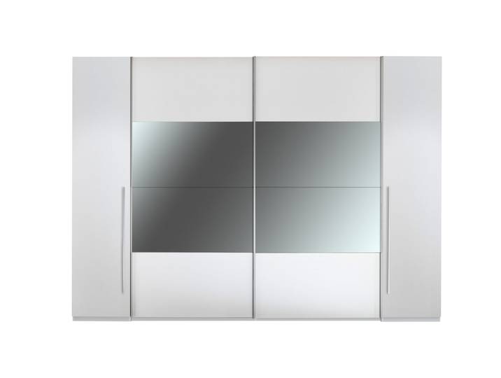 Kleiderschrank mit Spiegel - weiß - 312 cm - MEGA