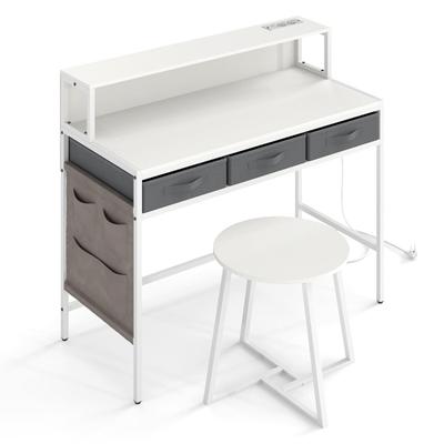 Helloshop26 - Computertisch-Set mit Hocker 110 x 50 x 95,5 cm ergonomische Unterstützung praktischer Stauraum modernes Design aus 20_0019576