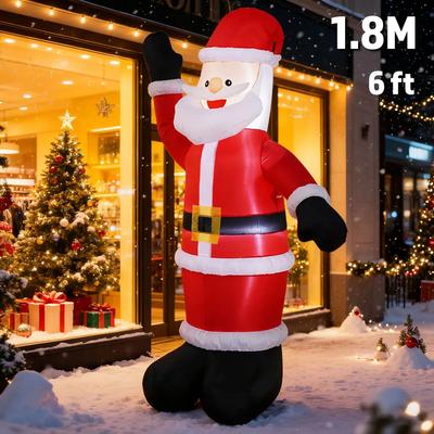 Uplifted Finds Movable Head Bear Santa Christmas Inflatable Yard Decoration With LED Light uk 180 Cm Greeting Santa