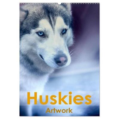 Huskies - Artwork (Wandkalender 2026 DIN A2 hoch), CALVENDO Monatskalender