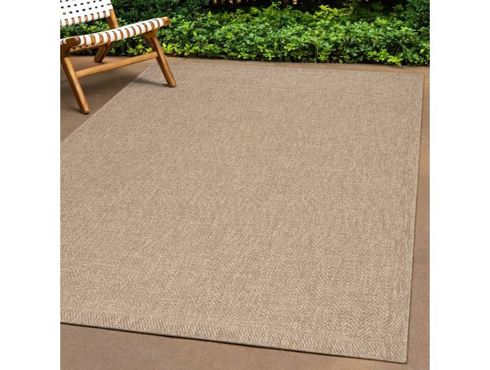 Teppich THE CARPET Kansas , beige (natur), H:1mm Ø:120cm, Polypropylen, Teppiche, Teppich, moderner robuster In und Outdoor Teppich Jute Look