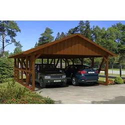 Skan Holz Schwarzwald Doppel 684x772cm Dachsch.nussbaum inkl.gr.Abstellraum Holzcarport