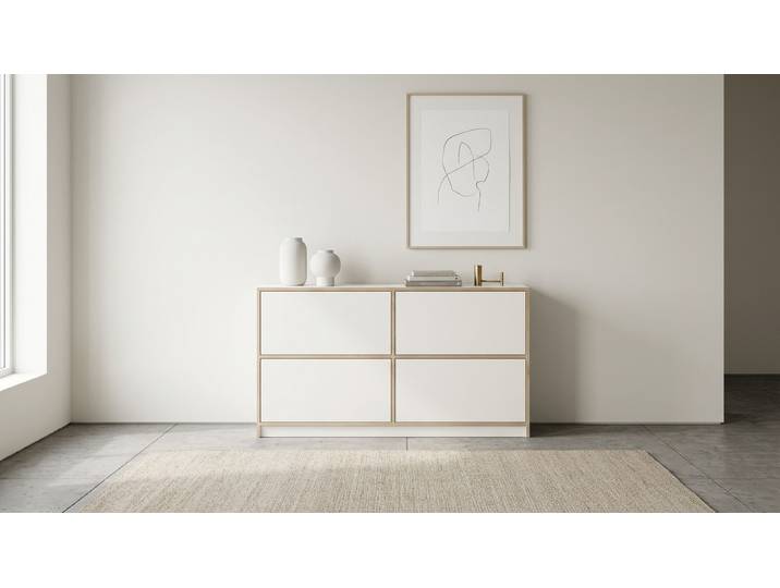 Elegante Schubladenkommode Premium Dekore Weiß Multiplex Kante