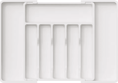 Inspire Curations Expandable Cutlery Drawer Organizer Tray Adjustable Kitchen Silverware & Utensil Holder white