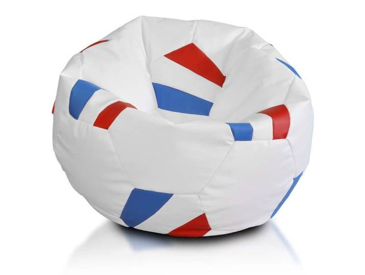 Pouf Fauteuil Sac Ballon de Football Simili Cuir Taille M Double Fermeture 65x65x46cm France – Ecopuf