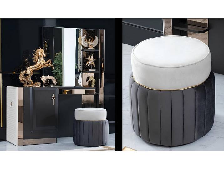 JVmoebel Schminktisch Grau lackierte Konsole mit Spiegel und klassischem Design, Made in Europa