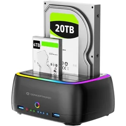 Conceptronic Festplattengehäuse 2.5/3.5"HDD/SSD 2xUSB-A sw (2.5", 3.5"), Festplattengehäuse, Schwarz