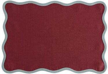 Set of 4 Rue Scalloped Linen Placemats - Antique Red - Ballard Designs