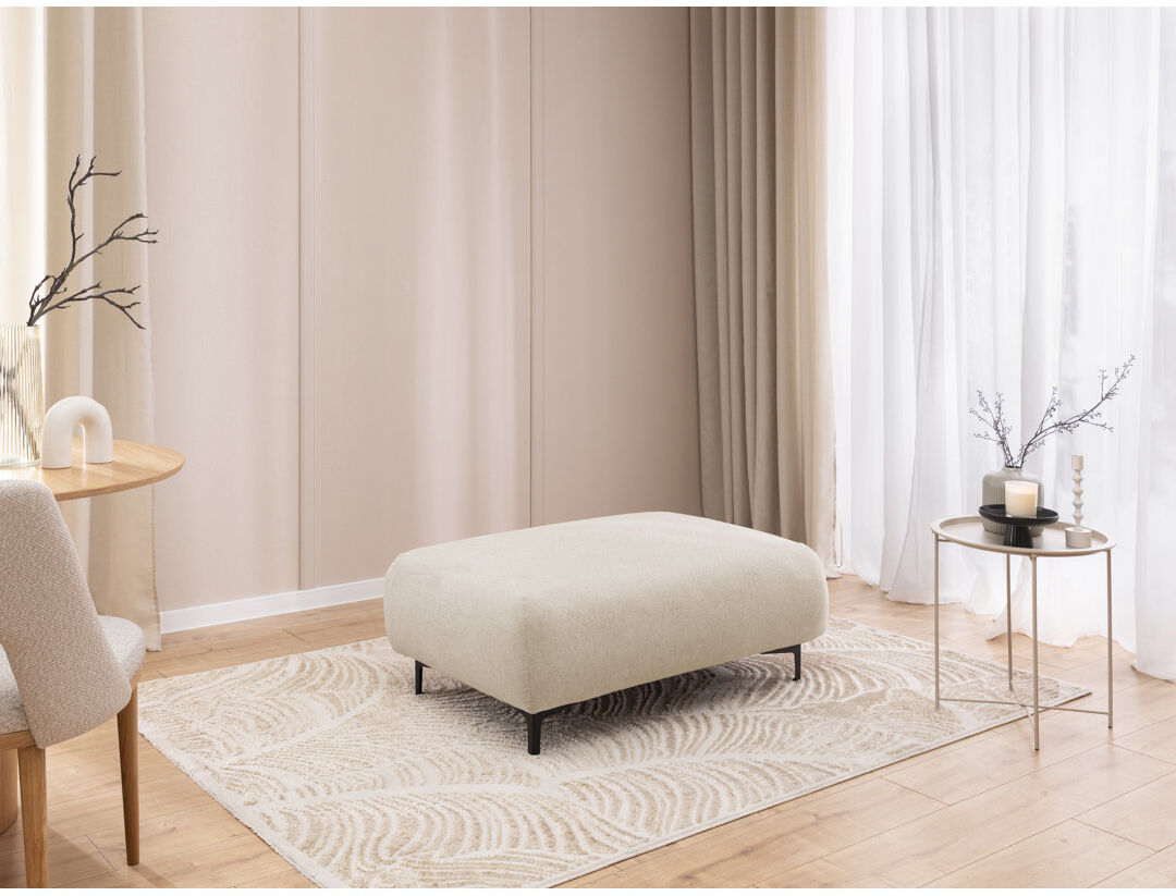 S-Style Furniture Footstool Cardea In A Design, Made Of Soft Textured Fabric With High Seating Comfort Beige 46cm H X 110cm W X 65cm D