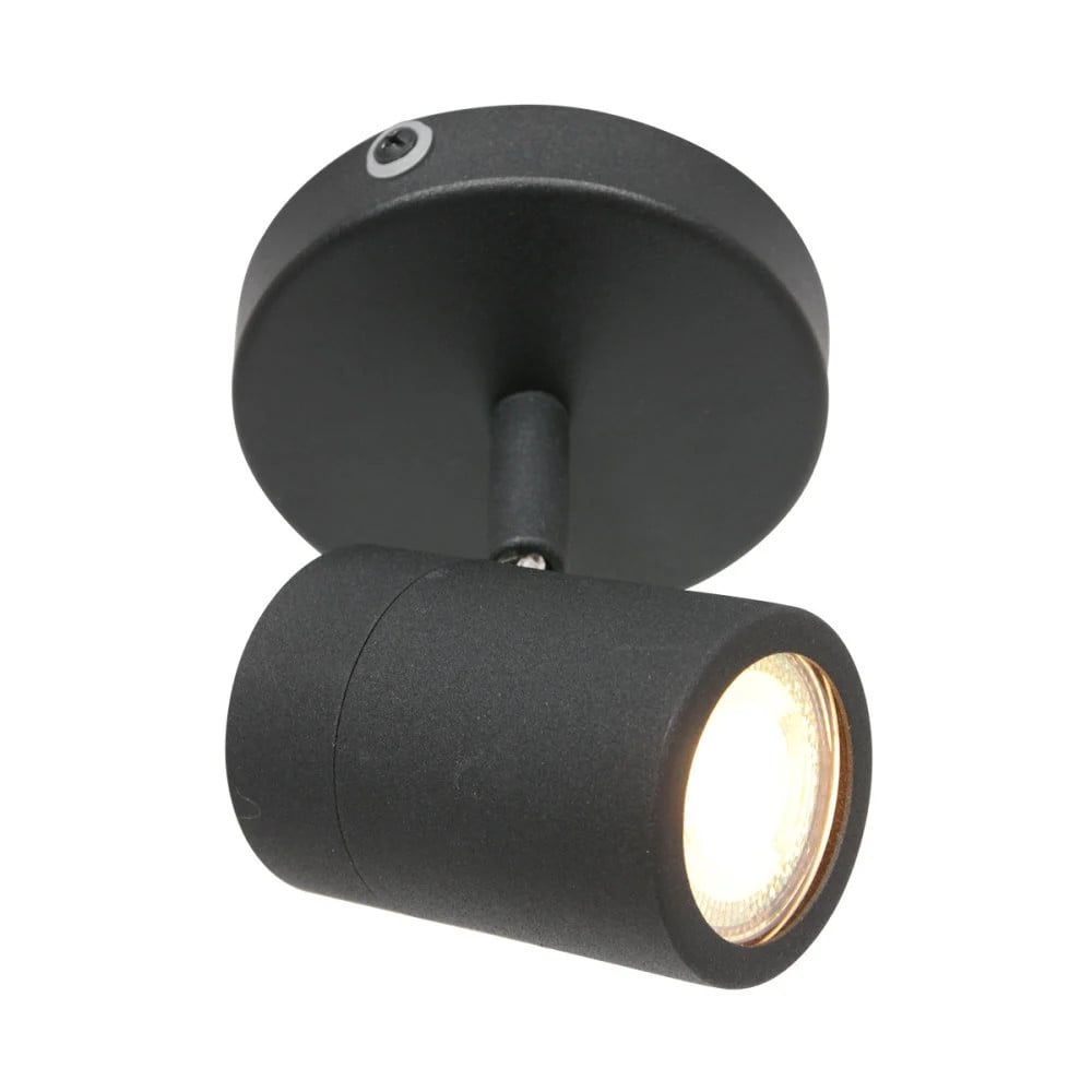 Mexlite Upround LED Spotplafondlamp zwart IP44 GU10 Warm wit