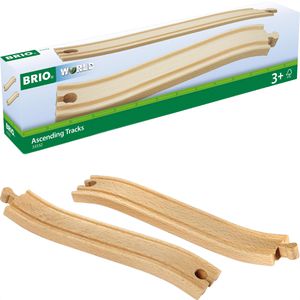 BRIO Spielzeugeisenbahn-Zubehör World 33332, Rampengleise, je 21,6 cm, aus Holz, 2-teilig