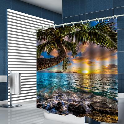 LightInthebox Sea Water Plant Landscape Printing With Hook Shower Curtain Modern Polyester Machining Waterproof Bathroom