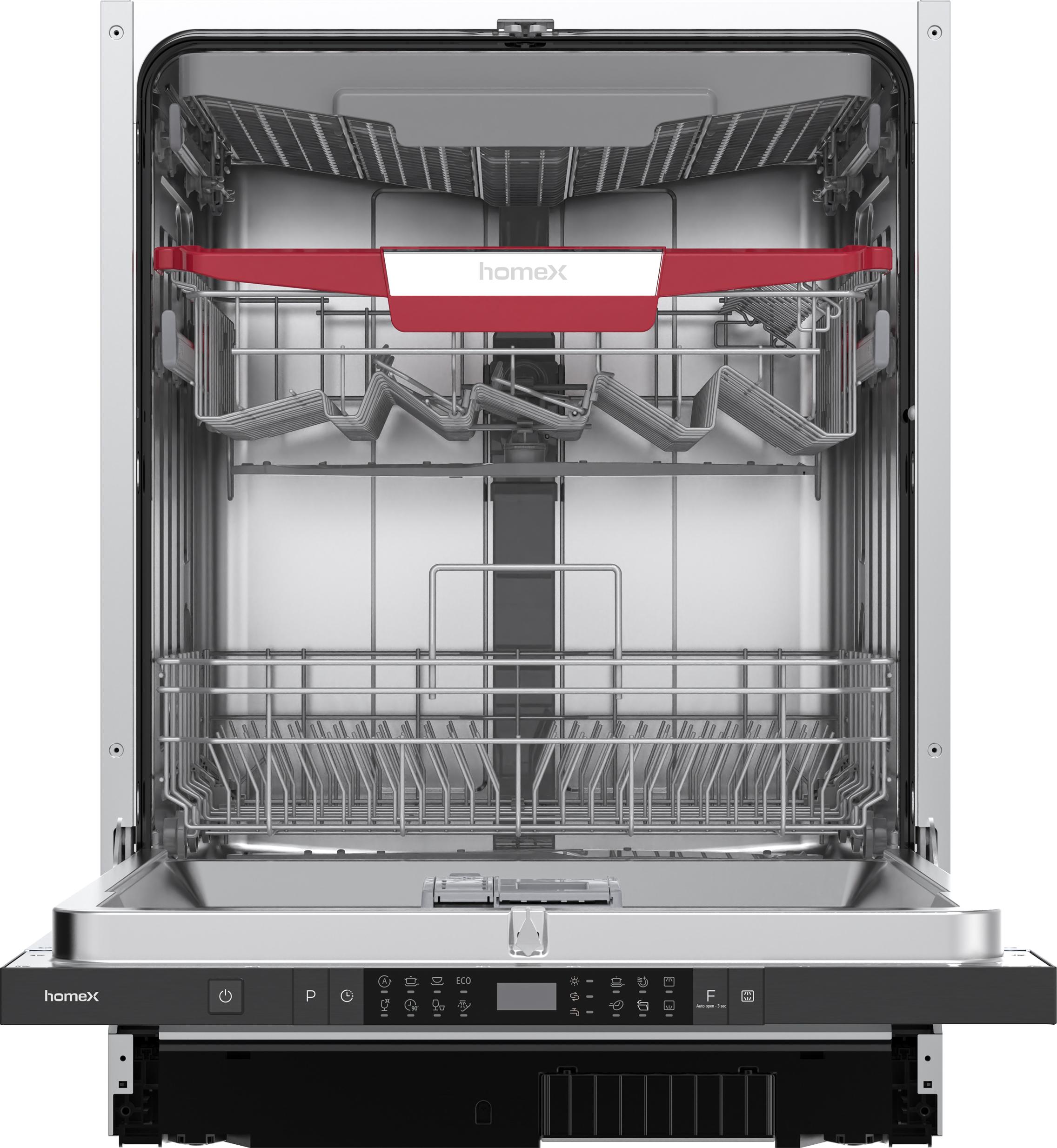 homeX Geschirrspüler 60 cm, Einbau Spülmaschine vollintegrierbar - 14 Maßgedecke, 8 Programme, AquaStop, DWFI601444C