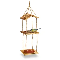 Relaxdays Vogelfutterstation mit 2 Schalen Braun,Hellbraun