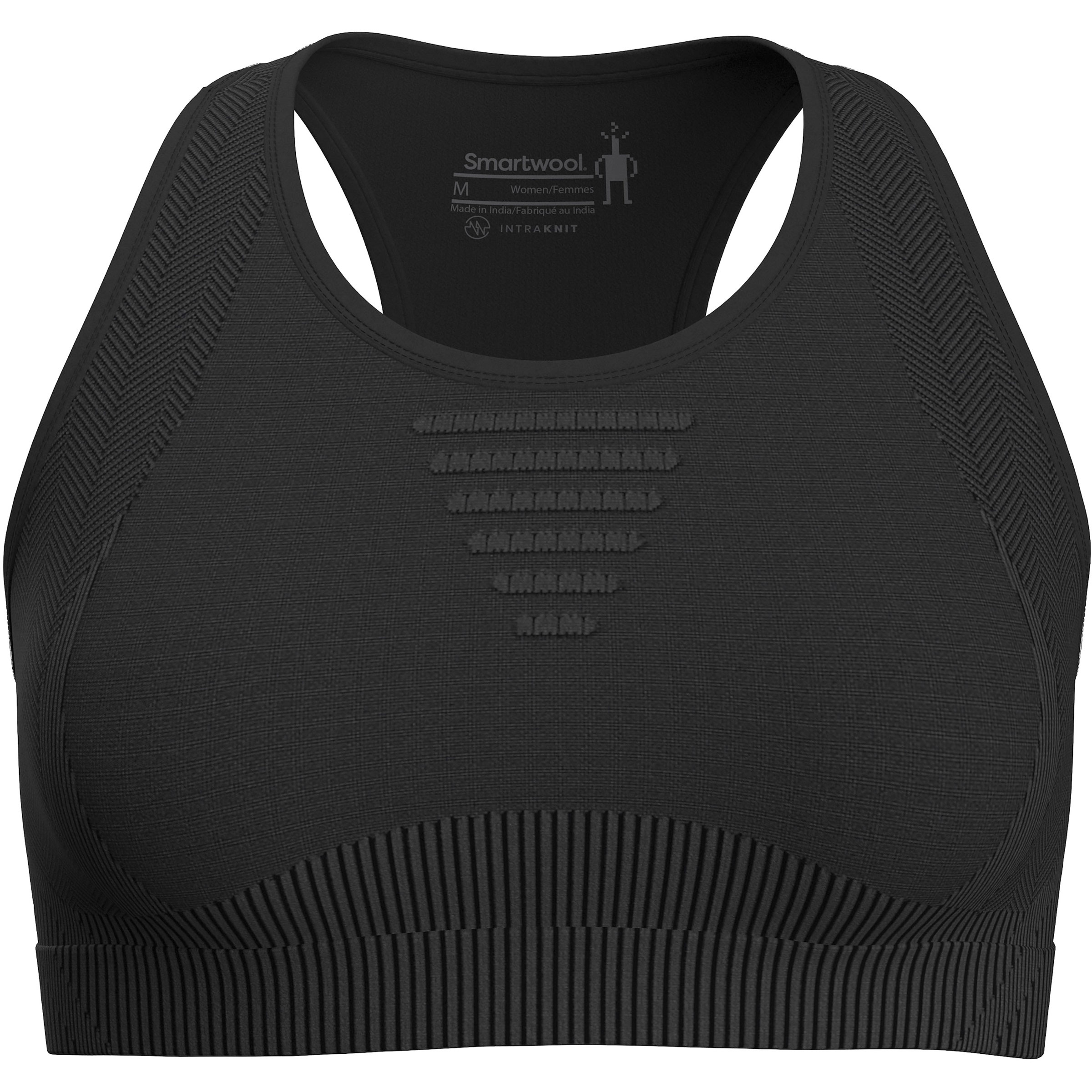 Smartwool Intraknit Racerback Sport BH Damen Sport-BHs schwarz Größe M Camping Schnell trocknend Merinowolle | Lyocell (Tencel)