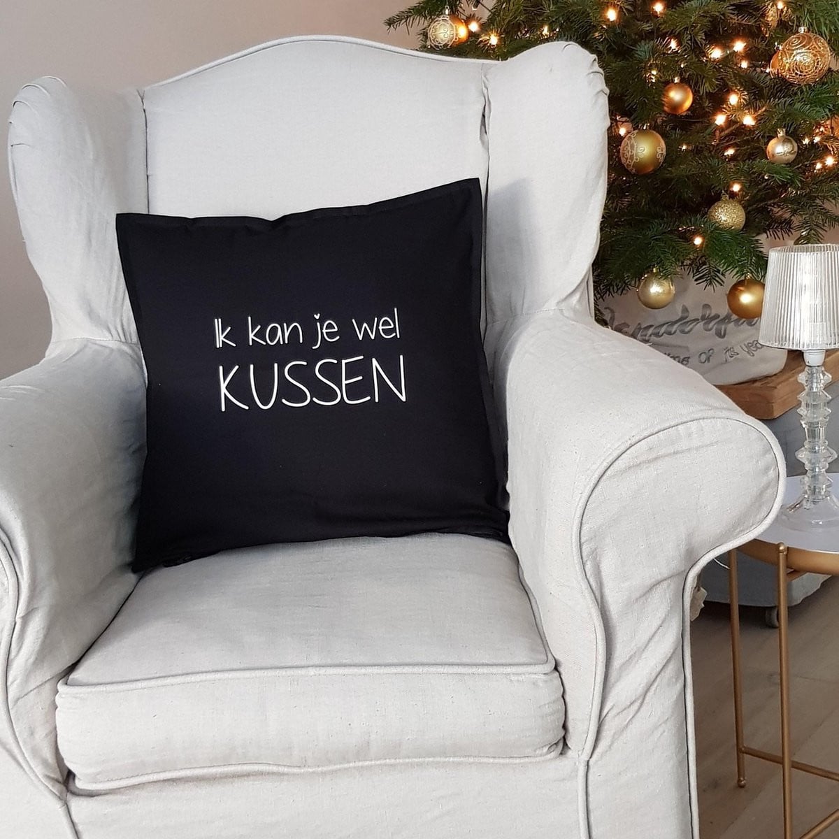 Maison Marcella Kussenhoes Ik Kan Je Wel Kussen Zwart met Witte Opdruk, 50 x 50 cm
