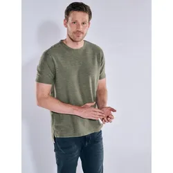 engbers Herren T-Shirt strukturiert Grün regular uni Rundhals - M