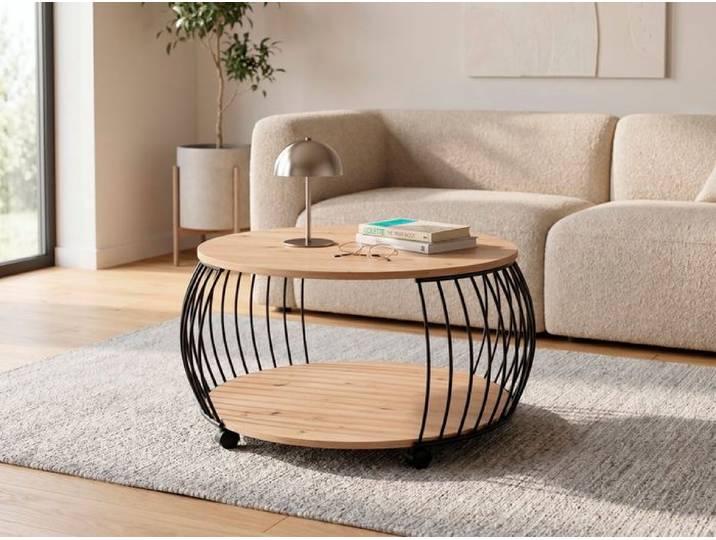 Couchtisch Peking 80 cm Artisan-Eiche Holzoptik Wohnzimmertisch