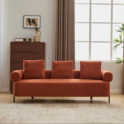 GREATPLANINC Modern 3-Seater Upholstered Chaise Lounge Sofa, Recliner Sofa Loveseat Couch Accent Sofa with 3 Plush Pillows