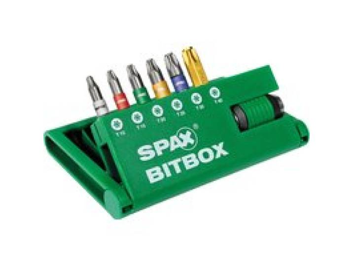SPAX BITbox « T-STAR plus », 6 pièces, avec porte-embout à changement rapide.