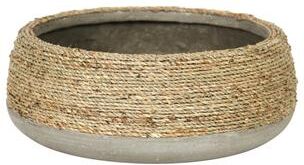 Last Chance Round Grass and Concrete Pot, Beige/ Light Grey