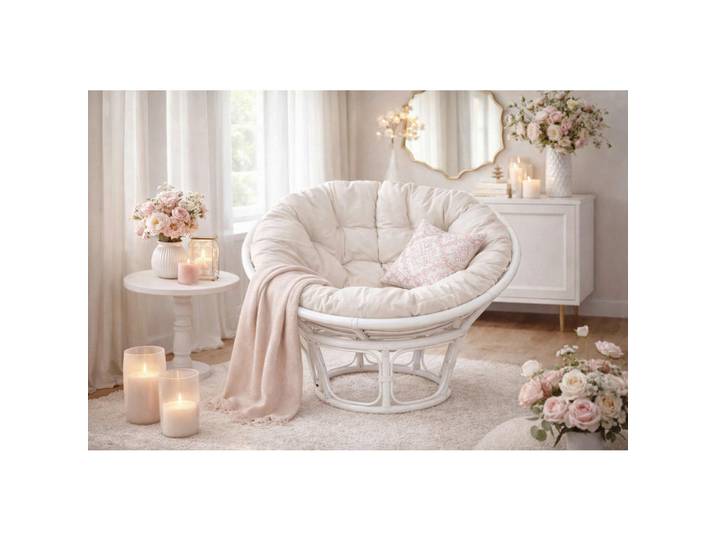 Mid.you Sessel, Weiß, Rattan, massiv, Uni, Füllung: Vlies, 100x100x60 cm, Wohnzimmer, Sessel, Sonstige Sessel