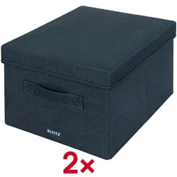 Leitz 2er-Set Aufbewahrungsboxen - Stoff mittel grau, 28.5x20.3x38 cm