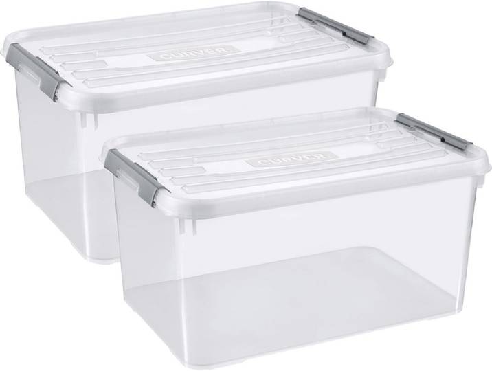 Curver Handy+ Opbergbox - 50L - 2 stuks - Transparant met deksel