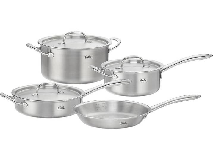 Topf-Set FISSLER Fissler M5 Pro-Ply, Edelstahl-Topfset (7-teilig) , silber (silberfarben), Töpfe, Topf-Set, 7-teiliges Premium Kochgeschirr mit Pro-Ply™ Technologie