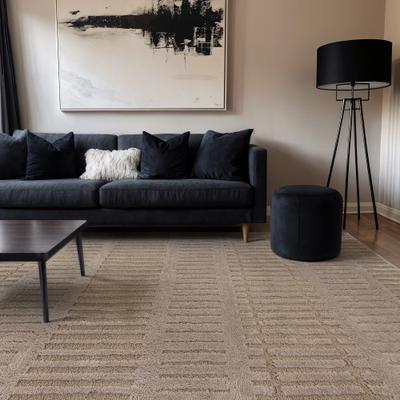 World Rug Gallery Vertical Dash Power Loomed Soft Shag High-Low Indoor Area Rug