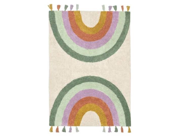 RugVista Rainbow Mirror Kinderteppich, 160 x 230 cm, Multi/Weiß Moderne, Kinder, Rechteckig, Mittlerer Stapel, Maschinenwäsche, Oeko-Tex 100, Ohne gefährliche Chemikalien, Kinderzimmer