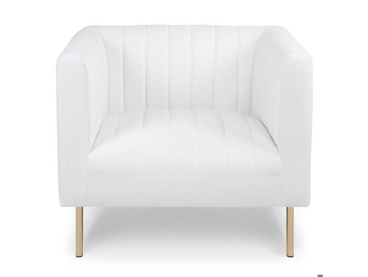 MENZZO Fauteuil moderne à coutures verticales Sacramento Simili Blanc