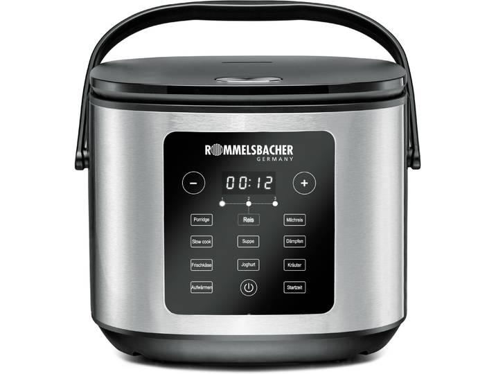 ROMMELSBACHER Reiskocher MRK 950 , edelstahl, schwarz, B:30cm H:24cm T:34cm, Reiskocher, 12 vielseitige Programme, Reiskocher